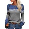 shownicer Maglione Donna Girocollo Color Block Maglione A Maniche Lunghe Elegante Chic Pullover Lavorato a Maglia Oversize Casual Moda Knitted Sweater Top per Autunno Inverno A Grigio1 M