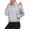 MoFiz Felpa Senza Cappuccio Donna Giacca in Pile Giacca Sudore Pullover Zip Corta per l'Autunno Inverno Felpa Leggera Trekking Cachi XL