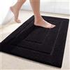 Homaxy - Tappeto da bagno in microfibra antiscivolo, lavabile, morbido, assorbente, per bagno - 60 x 120 cm, Nero