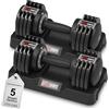 EnterSports 12kg/18kg/27kg Manubri regolabili salvaspazio, manubri regolabili con impugnatura antiscivolo 5 livelli di peso, ottimi per casa, ufficio, palestra, allenamento del corpo