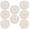 GLOBLELAND 8 Pezzi Tovaglietta Lavabile Intrecciata in Cotone Sottobicchiere di Fiori all'Uncinetto Centrini Rotondi in Seta di Mais Tovaglietta in Pizzo Fatta A Mano Vintage Beige Tovagliette