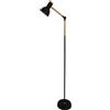 BEL AIR HOME | Lampada da terra in metallo e legno, NERO, 155x35x22CM | Braccio regolabile, attacco E27, interruttore a pedale | Design moderno per atmosfera accogliente e stile elegante