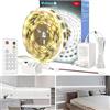 WOBANE Striscia LED con sensore di movimento, 5 m, colore bianco, dimmerabile, super luminosa, con telecomando RF, luce notturna a LED per cucina, armadietto, camera da letto, timer off, 6000 K