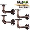 YAUNGEL 4PCS Staffe Industriali per Mensole, Supporto per Mensole Retrò, Staffe per Mensole per Libri, Mensole Galleggianti, Decorazioni per Mobili d'epoca (Bronzo Rosso)