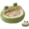 JINGTOPS Letto per gatti e animali domestici - Grotta casa in interni con cuscino per dormire caldo morbido a forma di rana - Fondo antiscivolo per gatti e cani (Small-40 cm, mezzo capanno)