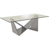 DRW Tavolino da Salotto in Acciaio Inox e Vetro temperato da 8 mm, Colore Acciaio, 120 x 60 x 45 cm