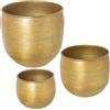 DRW Set di 3 vasi in alluminio intagliati in oro, 23 x 23 x 18, 29 x 29 x 25 e 35 x 35 x 32 cm