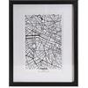 DRW Quadro Mappa incorniciata Città Paris, Bianco e Nero, 35 x 2 x 45 cm