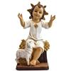 DRW Bambino Gesù Seduto con Pecora in Resina Dipinto a Mano 20 cm