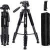 ZOMEi Treppiede alto da 188 cm, treppiede professionale da viaggio, compatibile con fotocamere DSLR, telefoni cellulari, proiettori, binocoli, telescopio (nero)