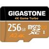 Gigastone [5 Anni Recupero Dati 0] Gigastone scheda di memoria 256 GB 4K Game Turbo, Specialmente per GoPro Drone Switch, Velocità 160 MB/s. per video 4K, A2 U3 Scheda Micro SDXC con Adattatore SD