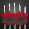 Hellum 520309 - Candeliere a LED, in plastica, con stelle rosse, 5 LED bianco caldo, 27 x 17 cm, cavo trasparente, per interni, funzionamento a batteria (3AA), decorazione natalizia, 520309