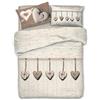PENSIERI DELICATI Parure Copripiumino Matrimoniale 100% Cotone, Completo di Sacco 250x200cm e 2 Federe 52x82cm, Made in Italy, Copripiumino Lavabile In Lavatrice A 30°, Fantasia Cuore Appeso Beige