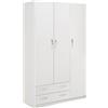 Generico Armadio in Legno 3 Ante 2 Cassetti colore Bianco Frassinato Dimensioni cm. 135 x 52 x h. 210