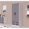 Generico Armadio 2 Ante 2 Cassetti Colore Grigio Cemento Dimensioni cm 90 x 52 x h. 210