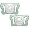 Chicco 2pz Succhietto Micrò in Silicone con Tettina Micro e Scudo ergonomico, 0-2 mesi - Azzurro, Rosa, Lumi - Lumi