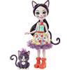Enchantimals Ciesta Il Gatto e Climber, Bambola di 15cm con Accessori, Giocattolo per Bambini 4+ Anni,GJX40,Multicolore