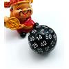 BESCON DICE Bescon - Fustella a 50 lati, 50 pezzi, dadi a 50 lati, D50 lati, 30 mm, colore nero opaco con numeri bianchi