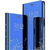 SEAHAI Cover per Samsung Galaxy A34 5G, Specchio Case Clear View Standing Mirror Flip Custodia Full Body Protettiva Bumper Folio Copertura - Blu