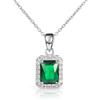 Diamond Treats Collana Donna in Argento Sterling 925 con Zirconi Taglio Smeraldo Bianchi, Verdi, Blu o Rossi, Elegante Collana Rettangolare in Argento con Confezione Regalo