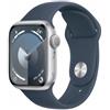 Apple Watch Series 9 Gps Cassa 41Mm Alluminio Argento Cinturino Blu Tempesta S/M