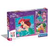 Clementoni- Disney Princess Supercolor Princess-3x48 (Include 3 48 Pezzi) Bambini 5 Anni, Puzzle Cartoni Animati, Made in Italy, Multicolore, 25304