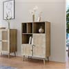 DEGHI Credenza 79x124h cm in legno naturale con 3 ante in rattan e vani a giorno - Boheme