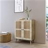 DEGHI Credenza 79x99h cm in legno naturale con 2 ante in rattan - Boheme