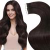 LaaVoo Extension Capelli Veri Biadesivo 20pz - Castano Scuro Capelli Lunghi Lisci Remy - Extension Biadesive Capelli Veri Invisibile Adesive 70cm 65g #2