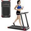 KOMFOTTEU Tapis Roulant Elettrico Pieghevole, Tapis Roulant Salvaspazio 1-12 km/h, Walking Pad con Display LCD, App Bluetooth, 3 Modalità e 12 Programmi, Home Treadmill Portatile da 100 kg (Rosso)