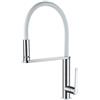GRIFEMA Dove, Rubinetto da Cucina a LED con Cambio a 3 Colori, Miscelatore Lavello con Bocca Flessibile Bianco, Nichel Spazzolato