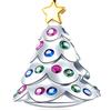 GLOWDAS Charms Albero di Natale Fit Braccialetto di Christmas Pandora, 925 Argento Sterling Albero Familiare Ciondoli Colorato Decorazione Natalizia Perline CZ con Stella D'oro, Regali per Mamma/Nonna/Sorella