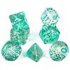 FLASHOWL Set di 7 dadi a nastro di cristallo, in acrilico, per giochi di ruolo da tavolo come Dungeons and Dragons, include D4, D6, D8, D10(00-90), D10(0-9), D12, D20, verde