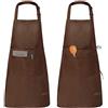 Viedouce 2 Pezzi Grembiule da Cucina, Regolabile Con Tasche, Impermeabile per Ristorante BBQ Bar Chef, Uomo Donna (Marrone)