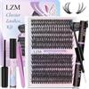 LZM Kit Extension Ciglia, 280 PCS Ciglia Finte Volume Ciglia Finte Ciuffetti C Curl 30D+40D 9-16mm Mix Extension Ciglia con Pinzette, Rimozione e Sigillatura per Fai da Te a Casa