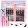 fenshine beauty Fenshine Ciglia finte a ciuffetti singoli,Kit ciglia individuali 392 pezzi 4 stili D Curl Mix9-16mm ciglia a grappolo morbide e naturali, con colla per ciglia e pinzette, extension ciglia fai da te