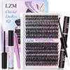 LZM Kit Extension Ciglia, 280 PCS Ciglia Finte Volume Ciglia Finte Ciuffetti D Curl 30D+40D 9-16mm Mix Extension Ciglia con Pinzette, Rimozione e Sigillatura per Fai da Te a Casa