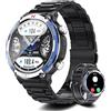 TIFOZEN Smartwatch Orologio Uomo con Chiamate/1,52 Quadrante in Vetro Gorilla/Bussola/Impermeabile IP68/Cardiofrequenzimetro SpO2 Sonno/110+ Modalità Sportive/2 Cinturino, per iOS/Android (Blu)