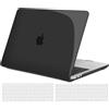 TECOOL Cover per MacBook Pro 13 Pollici 2016-2022 (M2 M1 A2338/A2289/A2251/A2159/A1989/A1706) con Touch Bar, Custodia Rigida Protettiva Sottile in Plastica e Copritastiera UE, Cristallo Nero