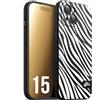 CUSTOMIZZA - Custodia cover nera morbida in tpu compatibile per iPhone 15 zebrata maculata a rilievo soft touch donna bianca