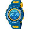 aswan watch Orologio Digitale Bambino con Sveglia, Cronometro, Data, Luce LED-Orologio da polso Ragazzo con Cinturino in Silicone-Blu,S/M