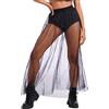 FYMNSI Gonna da donna 2 in 1 in rete trasparente con pantaloni, a vita alta, in tulle con brillantini, a forma di stella, per feste e clubwear, Paillettes nere, M