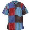SHOPOHOLIC FASHION Camicia da Nonno Hippie a Righe Patchwork a Maniche Corte da Uomo, 4XL