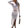 shownicer Abito a Collo Alto Donna Set 2 Pezzi Vestiti Invernali Maglione e Gonna in Maglia Elegante Vestito in Maglia Gonna Aderente B Beige M
