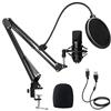 Diealles Shine Microfono a Condensatore, 192KHz/24Bit USB Microfono con Filtro Antipop, Supporto Regolabile per Podcast, Youtube, Compatibile con PS4