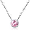 Qings Collana Birthstone di Ottobre per Ragazze - Collana in Argento Sterling con Tormalina Rosa, Collane Halloween con Ciondolo in Cristallo Rosa Solitario
