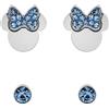 Disney Orecchini Minni Mouse, Collezione Acciaio Inossidabile, Colore Argento, UNICO, Pietre di zirconia cubica, Regalo per Ragazze e Donne (Blu)