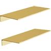 HNVNER Mensole da Muro in Oro Spazzolato, Metallo Mensola da Muro set di 2 Mensola Doccia, Scaffale Decorativi a Parete per Salotto, Cameretta, Bagno, Cucina, Ufficio (30 x 12.5 CM)