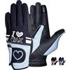 AK Riding Sports AK Love - Guanti da equitazione per donne, uomini e bambini, per tutte le stagioni (nero/rosa, 3XS)