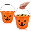 COM-FOUR® 2x Secchi di Zucca di Halloween XL - Secchi di plastica con design a zucca per la raccolta di dolci - Borsa di raccolta con manico per Halloween